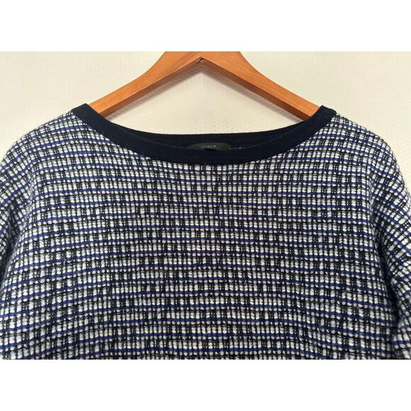 J.Crew Women’s Wool Blend Knit Sweater Navy Cream Size Small Crewneck Pullover - Picture 2 of 9